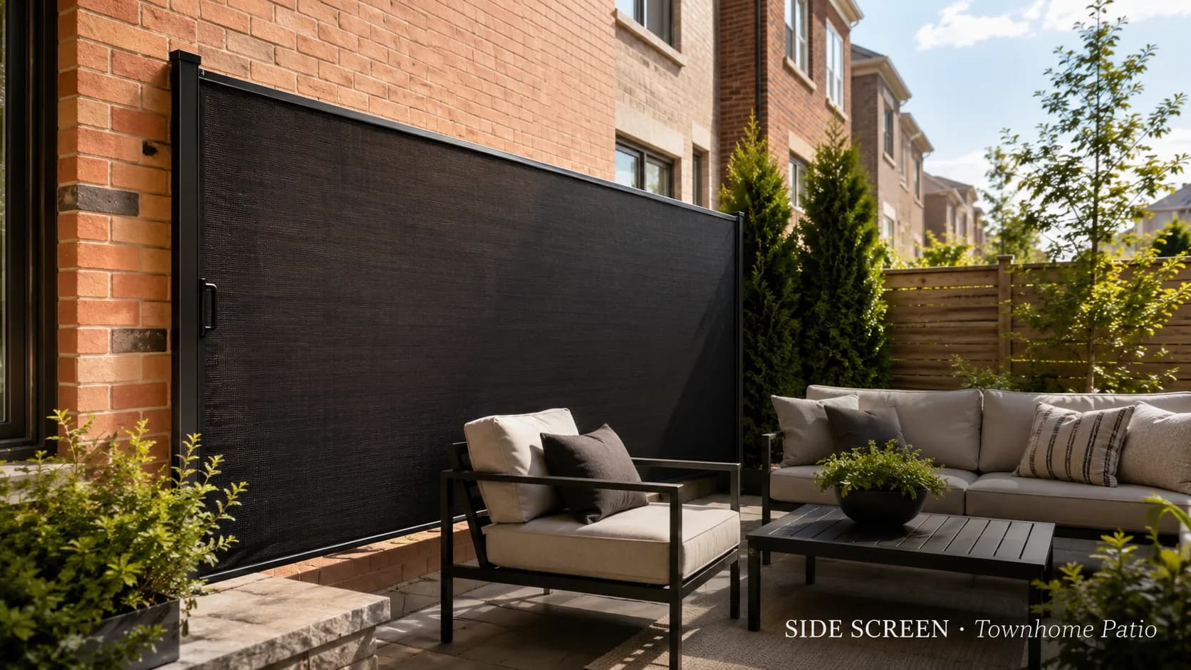 Side privacy screen between townhome patios